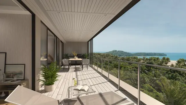 Laguna Beach Residences Reef — Ланай с видом на зелень · 2 спальни, 99–101 м², Банг Тао и Лагуна, Пхукет