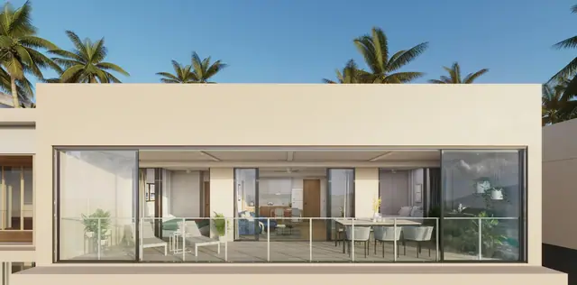 Laguna Beach Residences Reef — Разрез квартиры: ланай и гостиная · 2 спальни, 99–101 м², Банг Тао и Лагуна, Пхукет