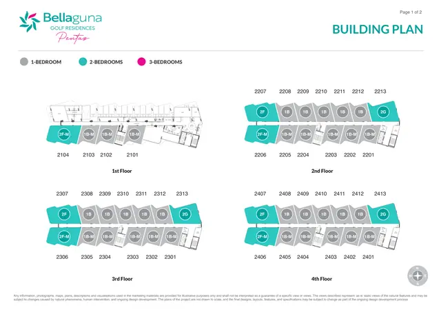 Bellaguna Golf Residences — Корпус Pentas — планы этажей с номерами, Банг Тао и Лагуна, Пхукет