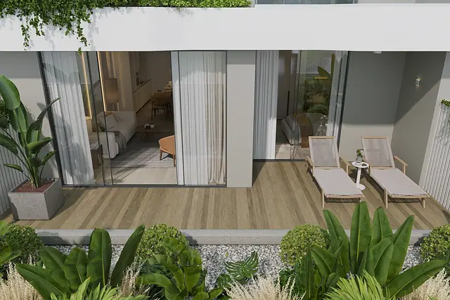 Layan Green Park Phase 2 — 1 спальня BM: терраса с выходом к бассейну, Лаян, Пхукет