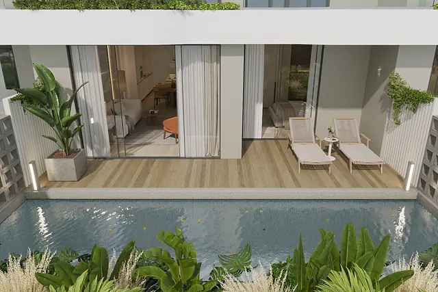 Layan Green Park Phase 2 — 1 спальня BP: бассейн вечером, Лаян, Пхукет