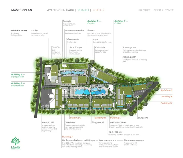 Layan Green Park — Генплан комплекса: очереди 1 и 2, Лаян, Пхукет