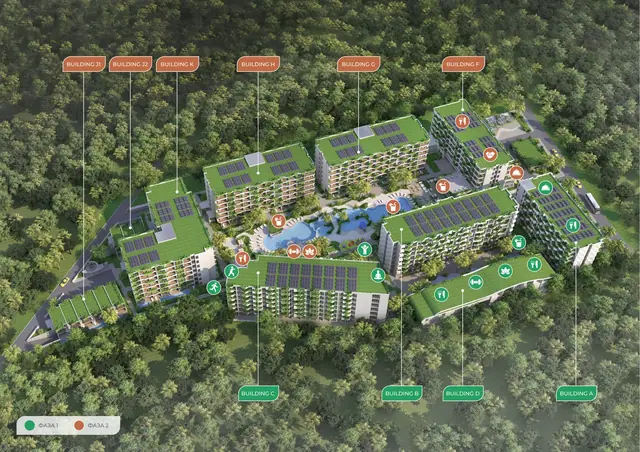 Layan Green Park — Схема корпусов на аэрофото, Лаян, Пхукет