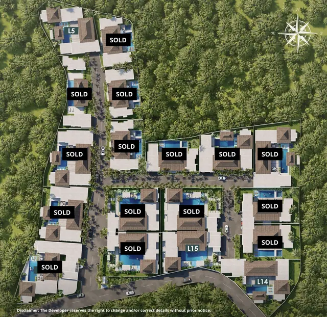 Layan Lucky Villas II — Генплан посёлка (свободные лоты L5, L14, L15), Лаян, Пхукет