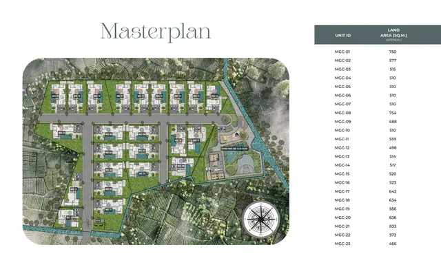 Mouana Grande Chalong Bay — Генплан: 23 участка MGC-01–MGC-23, площади 466–833 м², Чалонг, Пхукет