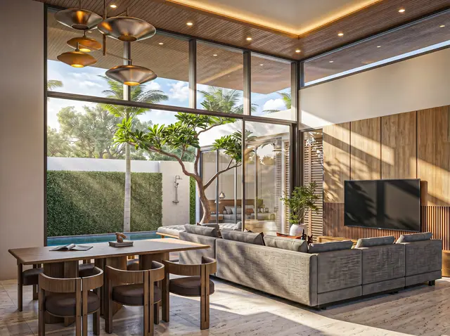 Mouana Residence KO KAEO — Гостиная-столовая с видом на бассейн, Ко Кео, Пхукет