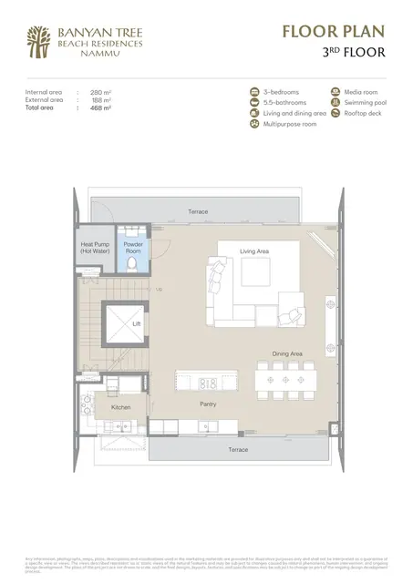 Nammu Banyan Tree Beach Residences — 3-й этаж · гостиная, столовая, кухня, Банг Тао и Лагуна, Пхукет