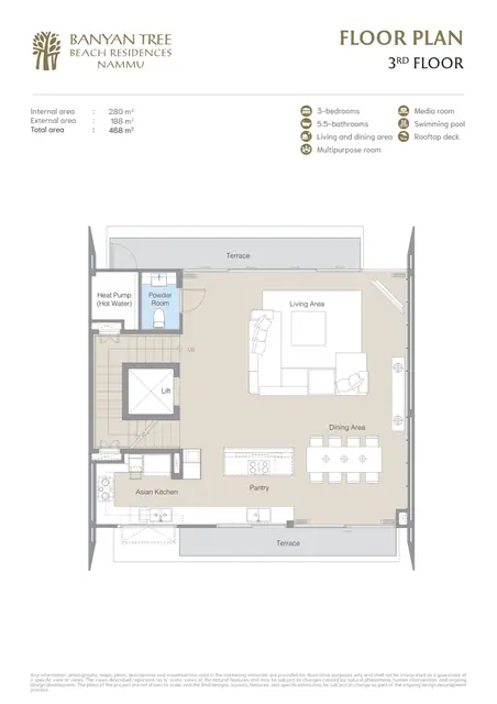 Nammu Banyan Tree Beach Residences — 3-й этаж · вариант с открытой кухней — виллы №10 и №13, Банг Тао и Лагуна, Пхукет