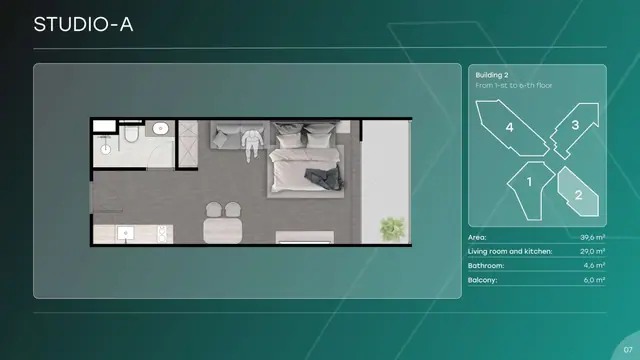 Next Point Condominium — Студия A · 40 м², Раваи и Най Харн, Пхукет