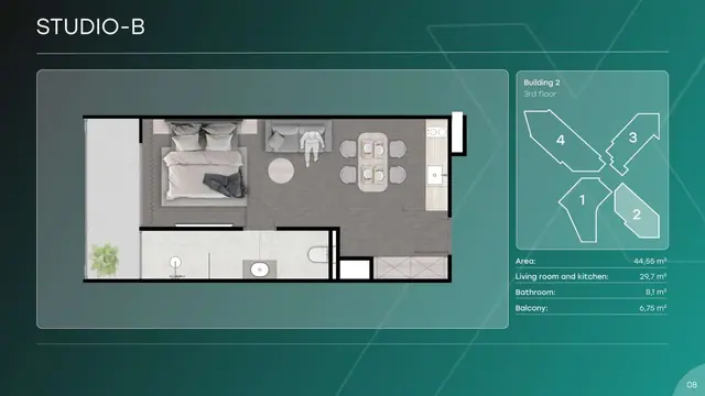 Next Point Condominium — Студия B (корпус 2) · 45 м², Раваи и Най Харн, Пхукет