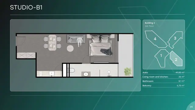 Next Point Condominium — Студия B1 · 50 м², Раваи и Най Харн, Пхукет