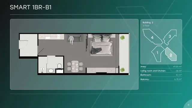 Next Point Condominium — Smart 1BR-B1 — 1 спальня · 50 м², Раваи и Най Харн, Пхукет