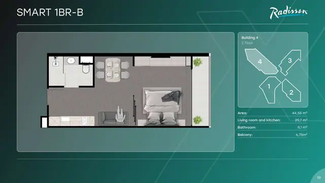 Next Point Condominium — Smart 1BR-B (корпус 4) — 1 спальня · 45 м², Раваи и Най Харн, Пхукет