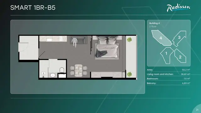 Next Point Condominium — Smart 1BR-B5 — 1 спальня · 50 м², Раваи и Най Харн, Пхукет