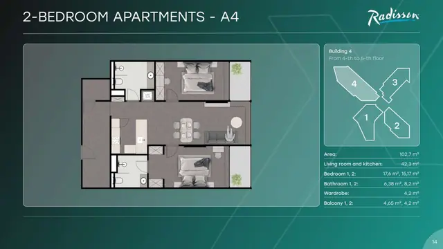 Next Point Condominium — 2 спальни — тип A4 · 103 м², Раваи и Най Харн, Пхукет