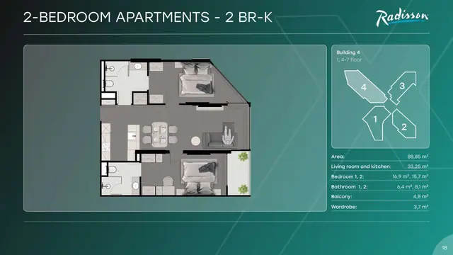 Next Point Condominium — 2 спальни — тип 2BR-K · 89 м², Раваи и Най Харн, Пхукет