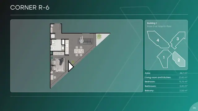 Next Point Condominium — Угловая Corner R-6 — 1 спальня · 49 м², Раваи и Най Харн, Пхукет