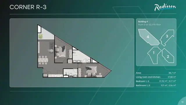 Next Point Condominium — Угловая Corner R-3 — 2 спальни · 89 м², Раваи и Най Харн, Пхукет
