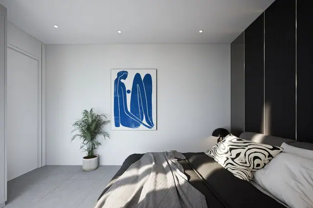Next Point Condominium — Спальня с картиной у изголовья, Раваи и Най Харн, Пхукет