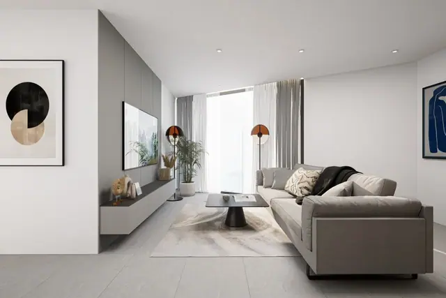 Next Point Condominium — Гостиная с ТВ и выходом на балкон, Раваи и Най Харн, Пхукет