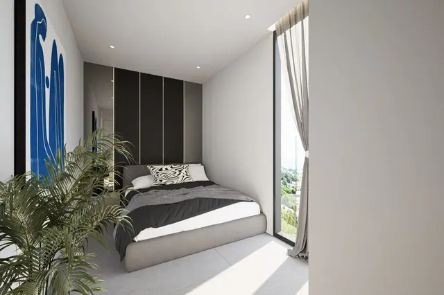 Next Point Condominium — Спальня с панорамным окном, Раваи и Най Харн, Пхукет