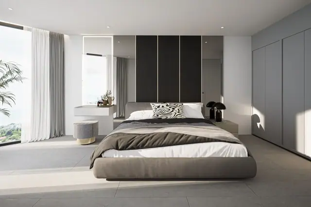 Next Point Condominium — Спальня с туалетным столиком у окна, Раваи и Най Харн, Пхукет