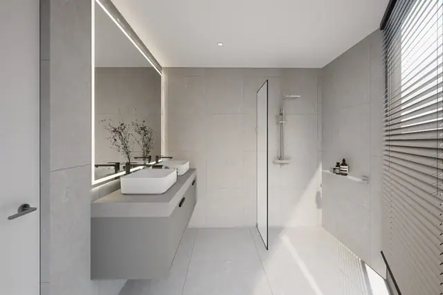 Next Point Condominium — Ванная с двойной раковиной и душем, Раваи и Най Харн, Пхукет