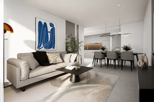 Next Point Condominium — Гостиная со столовой и кухней, Раваи и Най Харн, Пхукет