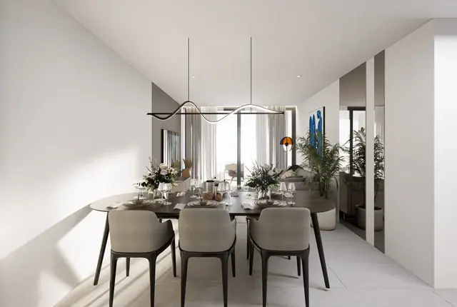 Next Point Condominium — Столовая с дизайнерским светильником, Раваи и Най Харн, Пхукет