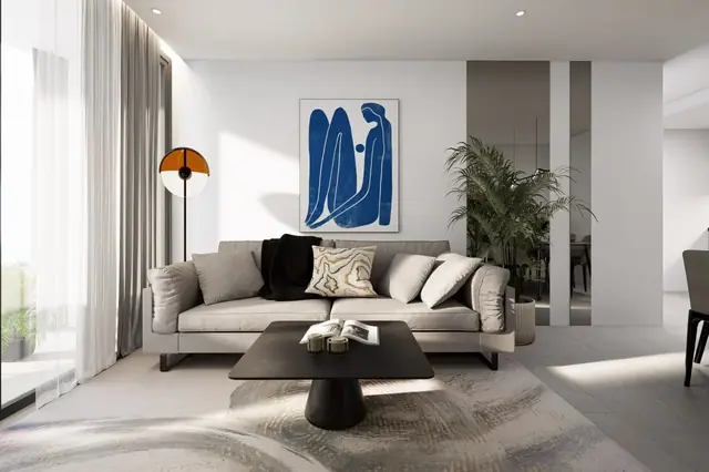 Next Point Condominium — Гостиная с угловым диваном, Раваи и Най Харн, Пхукет