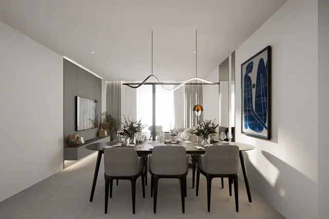 Next Point Condominium — Столовая с подвесной люстрой, Раваи и Най Харн, Пхукет