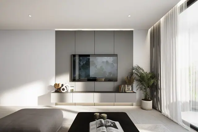 Next Point Condominium — Гостиная с ТВ-панелью и подсветкой, Раваи и Най Харн, Пхукет