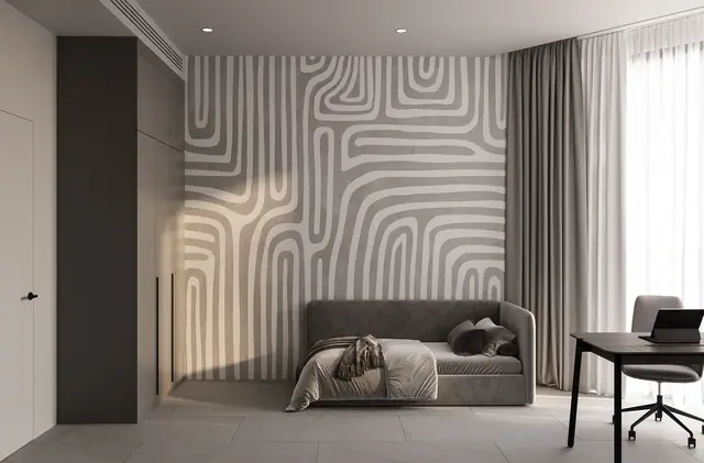 Next Point Condominium — Спальня-кабинет с декоративной стеной · угловая квартира, Раваи и Най Харн, Пхукет