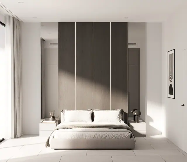 Next Point Condominium — Спальня с деревянной панелью изголовья · 1 спальня, Раваи и Най Харн, Пхукет