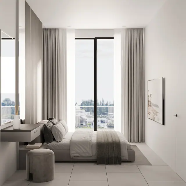 Next Point Condominium — Спальня с видом на город · 1 спальня, Раваи и Най Харн, Пхукет