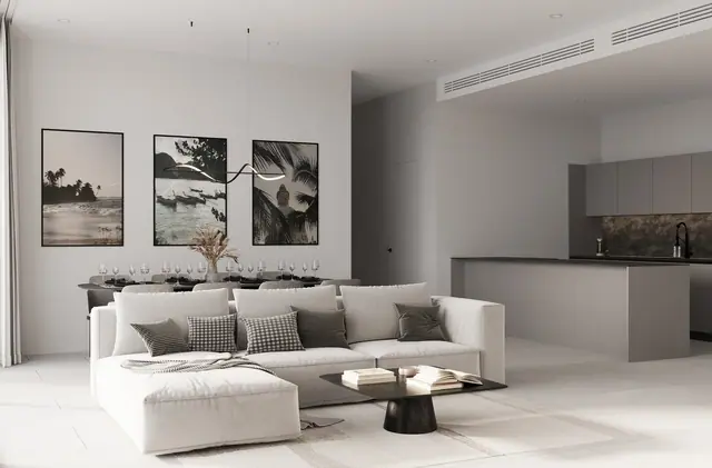 Next Point Condominium — Гостиная с кухней и угловым диваном · 1 спальня, Раваи и Най Харн, Пхукет