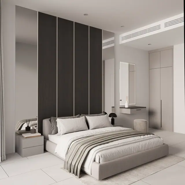 Next Point Condominium — Спальня с деревянной панелью изголовья, Раваи и Най Харн, Пхукет