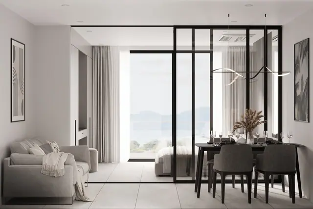 Next Point Condominium — Студия: гостиная-столовая у окна, Раваи и Най Харн, Пхукет