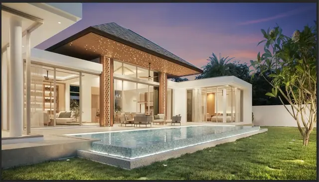 The Ozone Campus Villa — Салa у бассейна в сумерках, Банг Тао и Лагуна, Пхукет