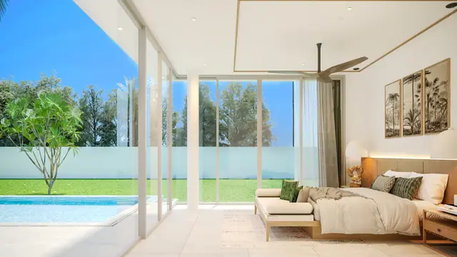 The Ozone Campus Villa — Мастер-спальня с выходом в сад, Банг Тао и Лагуна, Пхукет