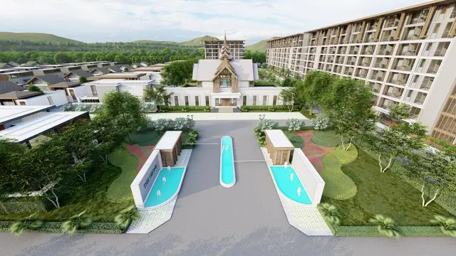 Ozone Oasis Condominium — Двор с павильоном и водоёмами, Банг Тао и Лагуна, Пхукет