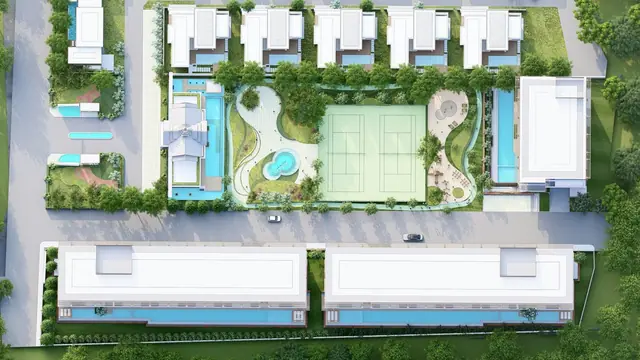 Ozone Oasis Condominium — Комплекс с теннисным кортом с высоты, Банг Тао и Лагуна, Пхукет