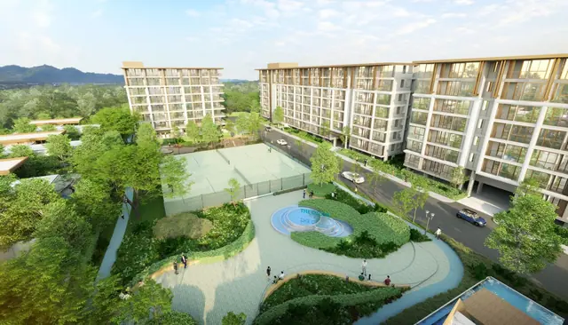 Ozone Oasis Condominium — Двор комплекса с высоты, Банг Тао и Лагуна, Пхукет