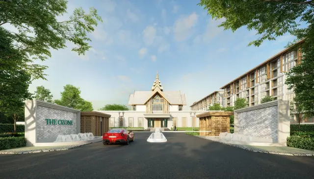 Ozone Oasis Condominium — Въезд с вывеской THE OZONE, Банг Тао и Лагуна, Пхукет