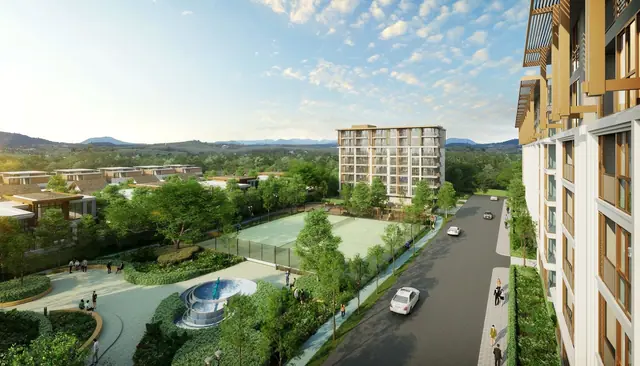Ozone Oasis Condominium — Корпус и горы на горизонте, Банг Тао и Лагуна, Пхукет