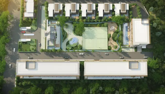 Ozone Oasis Condominium — Двор с кортами сверху, Банг Тао и Лагуна, Пхукет