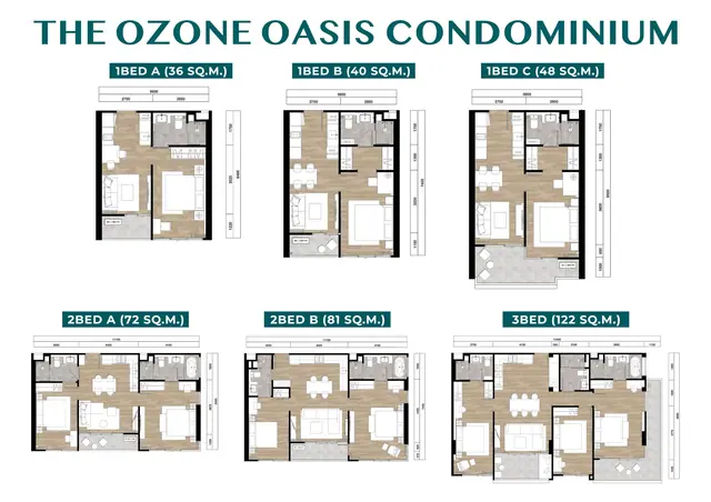 Ozone Oasis Condominium — Все типы юнитов: 1BR 36–48 м², 2BR 72–81 м², 3BR 122 м², Банг Тао и Лагуна, Пхукет