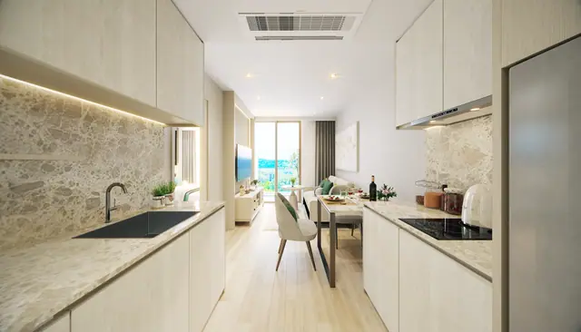 Ozone Oasis Condominium — Кухня-гостиная · 1 спальня, тип A, Банг Тао и Лагуна, Пхукет