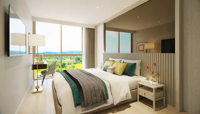 Ozone Oasis Condominium — Спальня 2 с видом из окна · тип A, Банг Тао и Лагуна, Пхукет