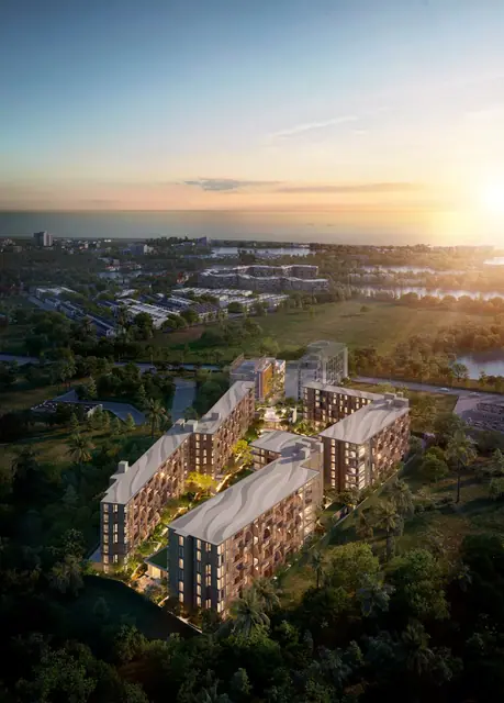 PEYLAA Phuket, Autograph Collection Residences — Комплекс вечером, вид сверху, Банг Тао и Лагуна, Пхукет